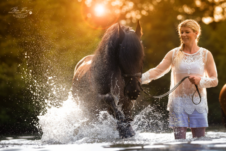 Friese im Wasser Mädchen Sonnenuntergang Romantik